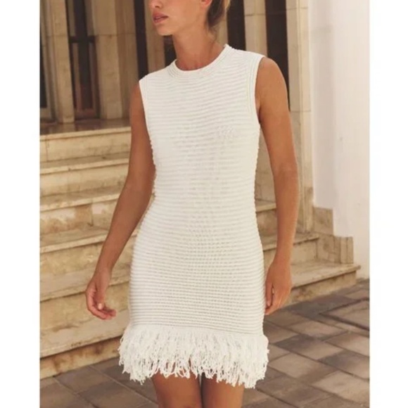 ZARA Checkered Knit Dress With Fringe - Picture 1 of 3